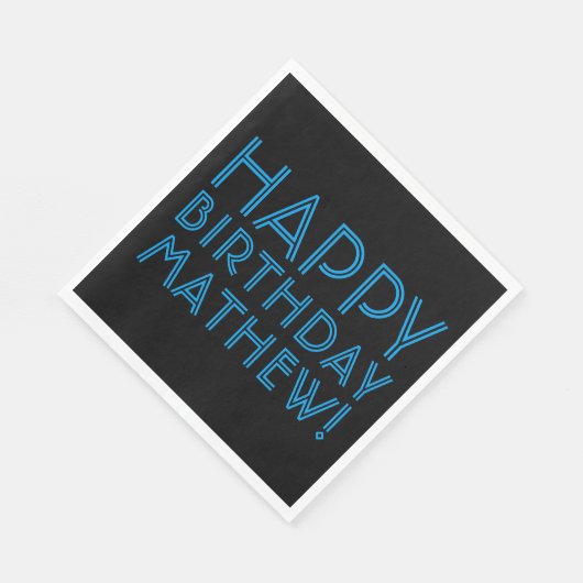 Happy Birthday (JEDER NAME) | Blau & Schwarz (oder Serviette (Ecke)