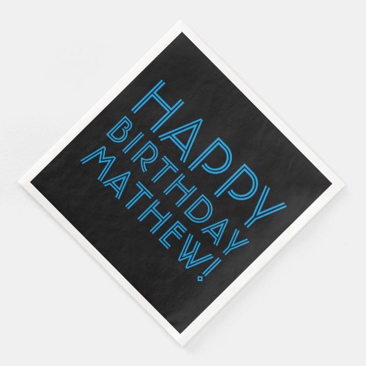 Happy Birthday (JEDER NAME) | Blau & Schwarz (oder Serviette (Ecke)