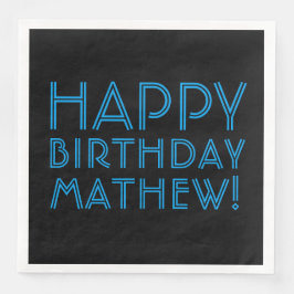 Happy Birthday (JEDER NAME) | Blau & Schwarz (oder Serviette