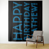 Happy Birthday (JEDER NAME) | Blau & Schwarz (oder Wandteppich (Beispiel)