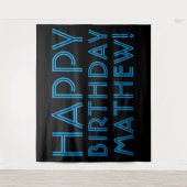 Happy Birthday (JEDER NAME) | Blau & Schwarz (oder Wandteppich (Vorderseite)