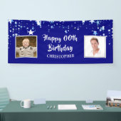 Happy Birthday JEDES ALTER Blue Stars Personalisie Banner (Messe)
