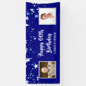 Happy Birthday JEDES ALTER Blue Stars Personalisie Banner (Vertikal)