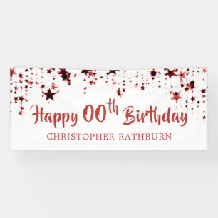 Happy Birthday JEDES ALTER Rote Sterne Name Banner