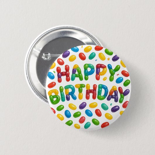 Happy Birthday Jelly Beans Button (Vorne & Hinten)