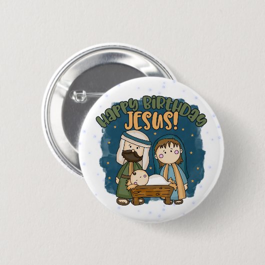 Happy Birthday Jesus Button (Vorne & Hinten)