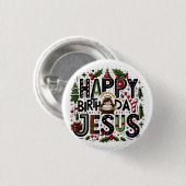 Happy Birthday Jesus Button (Vorne & Hinten)