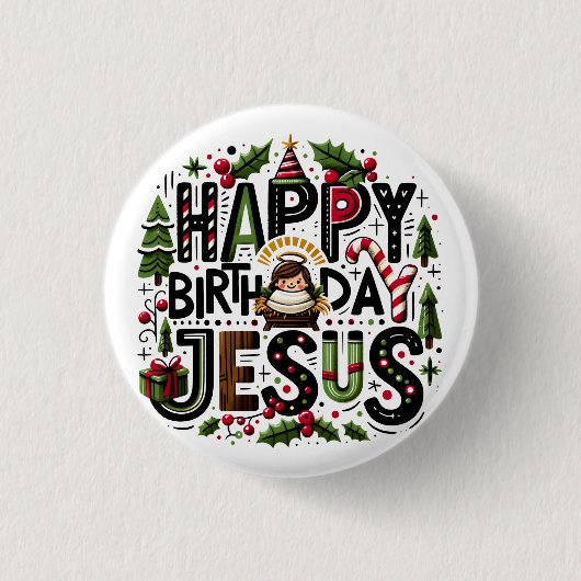 Happy Birthday Jesus Button (Vorderseite)