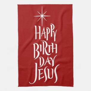 Happy Birthday Jesus Christlich Calligrafy Star Geschirrtuch