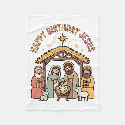 Happy Birthday Jesus Christmas Christian Outfit To Fleecedecke (Vorderseite)