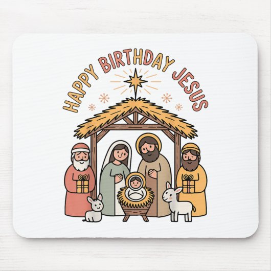 Happy Birthday Jesus Christmas Christian Outfit To Mousepad (Vorne)