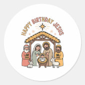 Happy Birthday Jesus Christmas Christian Outfit To Runder Aufkleber (Vorderseite)