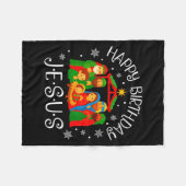 Happy Birthday Jesus Christmas Pajamas Xmas Squad Fleecedecke (Vorderseite (Horizontal))