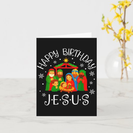 Happy Birthday Jesus Christmas Pajamas Xmas Squad Karte (Gelbe Blume)