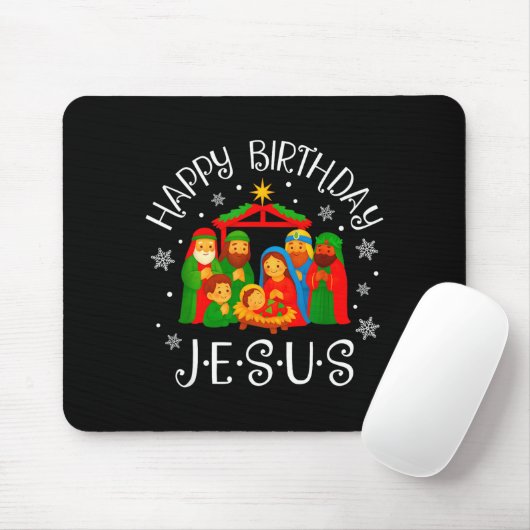 Happy Birthday Jesus Christmas Pajamas Xmas Squad  Mousepad (Mit Mouse)