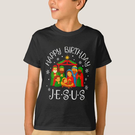 Happy Birthday Jesus Christmas Pajamas Xmas Squad T-Shirt (Vorderseite)