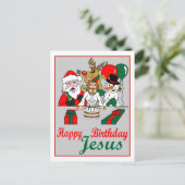 Happy Birthday Jesus Feiertagspostkarte (Stehend Vorderseite)