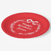 Happy Birthday Jesus | Hand Drawn Bow Christmas Pappteller (Schrägansicht)