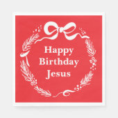 Happy Birthday Jesus | Hand Drawn Bow Christmas Serviette (Vorderseite)