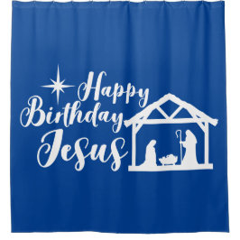 Happy Birthday Jesus Nativity Duschvorhang
