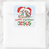 Happy Birthday Jesus Quadratischer Aufkleber (Tasche)