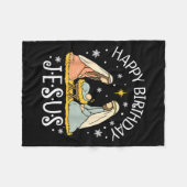 Happy Birthday Jesus Ugly Christmas Sweater Christ Fleecedecke (Vorderseite (Horizontal))
