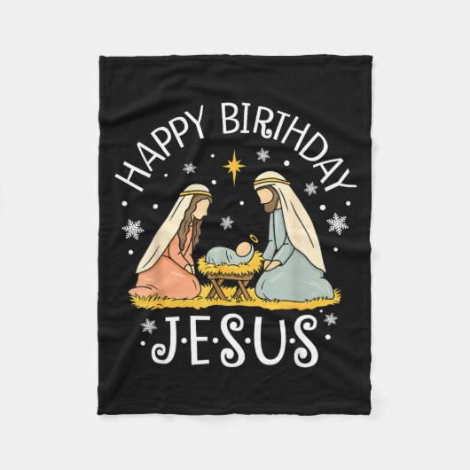 Happy Birthday Jesus Ugly Christmas Sweater Christ Fleecedecke (Vorderseite)