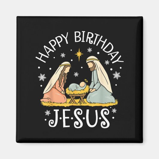 Happy Birthday Jesus Ugly Christmas Sweater Christ Magnet (Vorne)