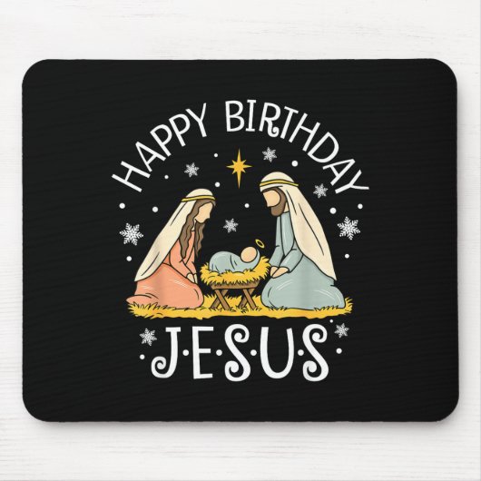 Happy Birthday Jesus Ugly Christmas Sweater Christ Mousepad (Vorne)