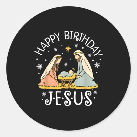 Happy Birthday Jesus Ugly Christmas Sweater Christ Runder Aufkleber (Vorderseite)