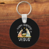 Happy Birthday Jesus Ugly Christmas Sweater Christ Schlüsselanhänger (Vorderseite)