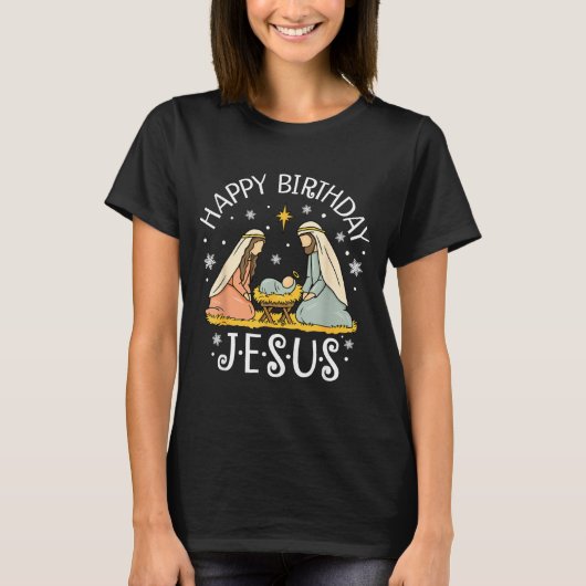 Happy Birthday Jesus Ugly Christmas Sweater Christ T-Shirt (Vorderseite)