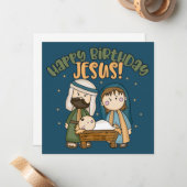 Happy Birthday Jesus Weihnachts Grußkarte Mitteilungskarte (Vorderseite/Rückseite Beispiel)