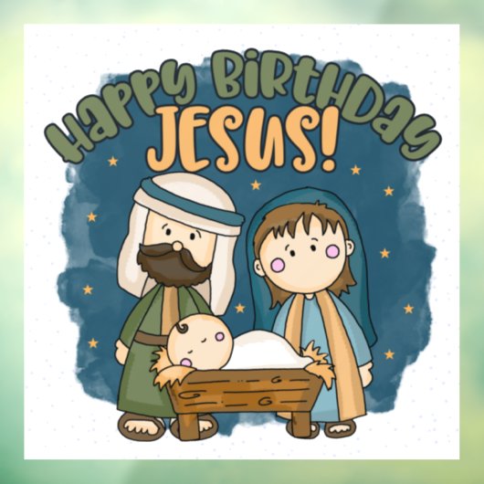 Happy Birthday Jesus Window Cloning Fensteraufkleber (Blatt 3)