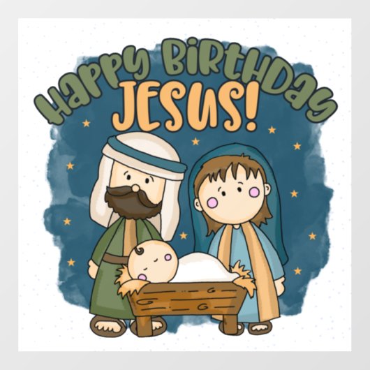 Happy Birthday Jesus Window Cloning Fensteraufkleber (Blatt)