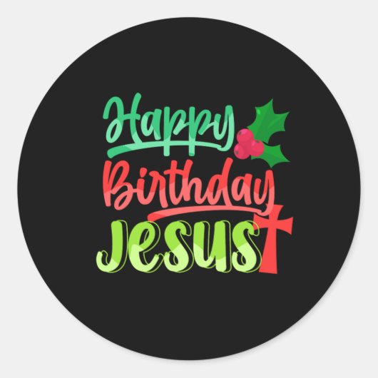 Happy Birthday Jesus Xmas Merry Christmas Gift Runder Aufkleber (Vorderseite)