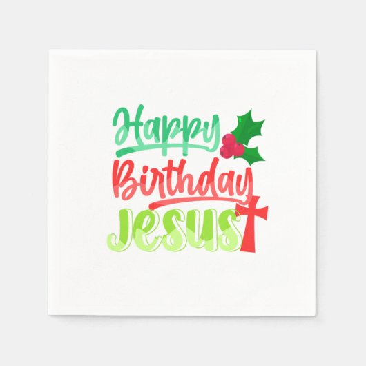 Happy Birthday Jesus Xmas Merry Christmas Gift Serviette (Vorderseite)