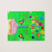 Happy Birthday Jigsaw Puzzle Bright Green (Horizontal)