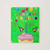 Happy Birthday Jigsaw Puzzle Bright Green (Vertikal)