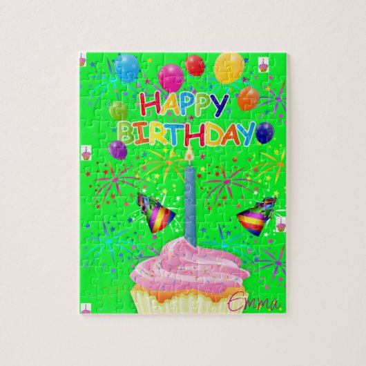 Happy Birthday Jigsaw Puzzle Bright Green (Vertikal)