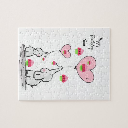 Happy Birthday Jigsaw Puzzle Elephant (Horizontal)