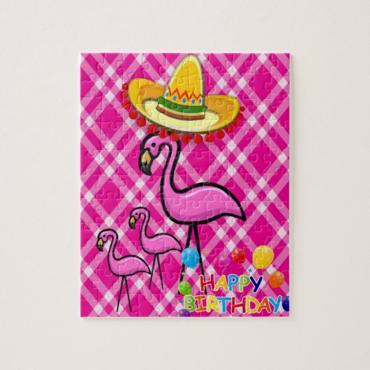 Happy Birthday Jigsaw Puzzle Flamingo (Vertikal)