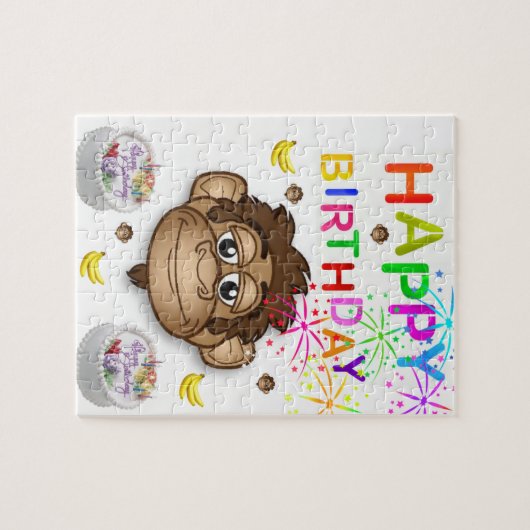 Happy Birthday Jigsaw Puzzle Monkey (Horizontal)