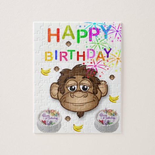Happy Birthday Jigsaw Puzzle Monkey (Vertikal)