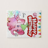 Happy Birthday Jigsaw Puzzle Pink Pig (Horizontal)