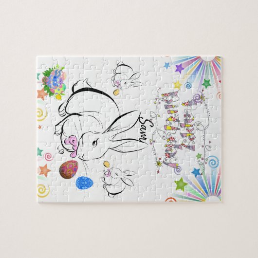 Happy Birthday Jigsaw Puzzle Rabbit (Horizontal)