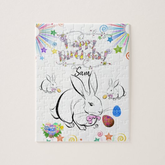 Happy Birthday Jigsaw Puzzle Rabbit (Vertikal)