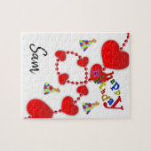 Happy Birthday Jigsaw Puzzle Red Hearts (Horizontal)