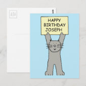 Happy Birthday Joseph Cartoon Cat Postkarte (Vorne/Hinten)