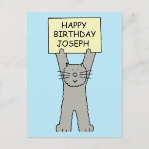 Happy Birthday Joseph Cartoon Cat Postkarte